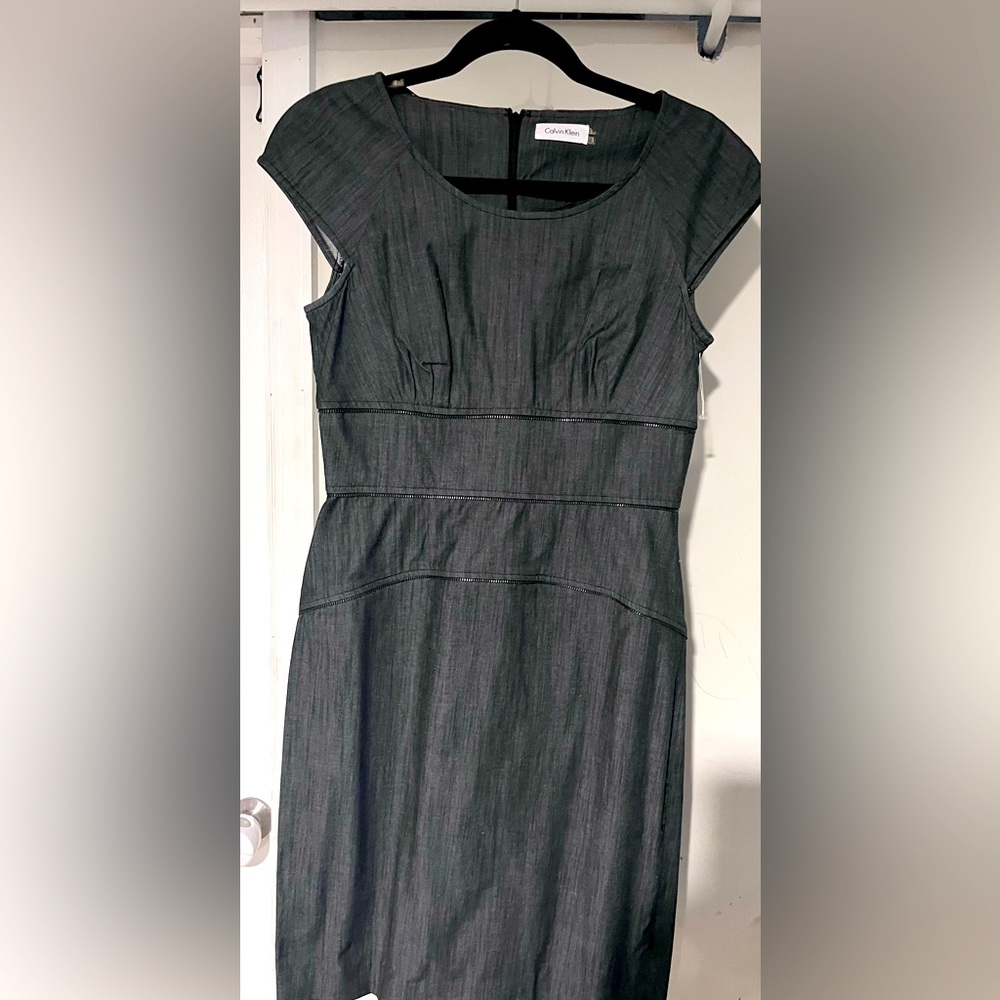 Calvin Klein grey zipper lined pencil dress women’s  size 6